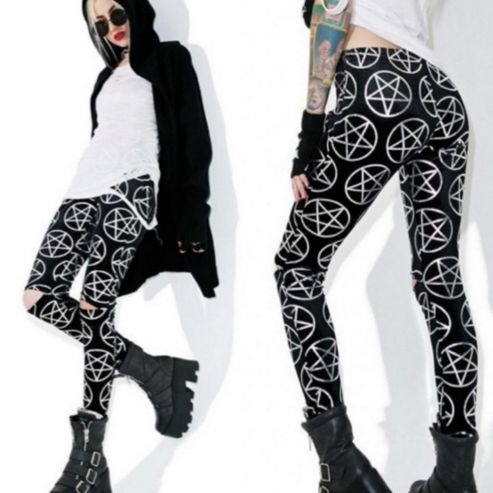 Killstar Black and silver pentagram Leggings